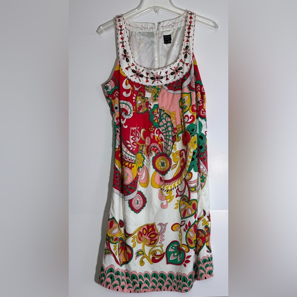Nicole by Nicole Miller Satin Ivory Dress with Black Label - Picture 1 of 5